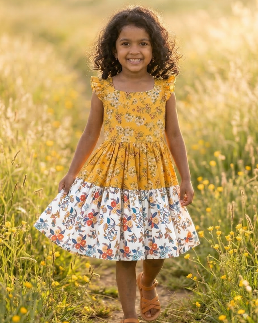 Golden Meadow Floral Dress