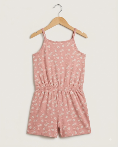 Orange romper with mickey print