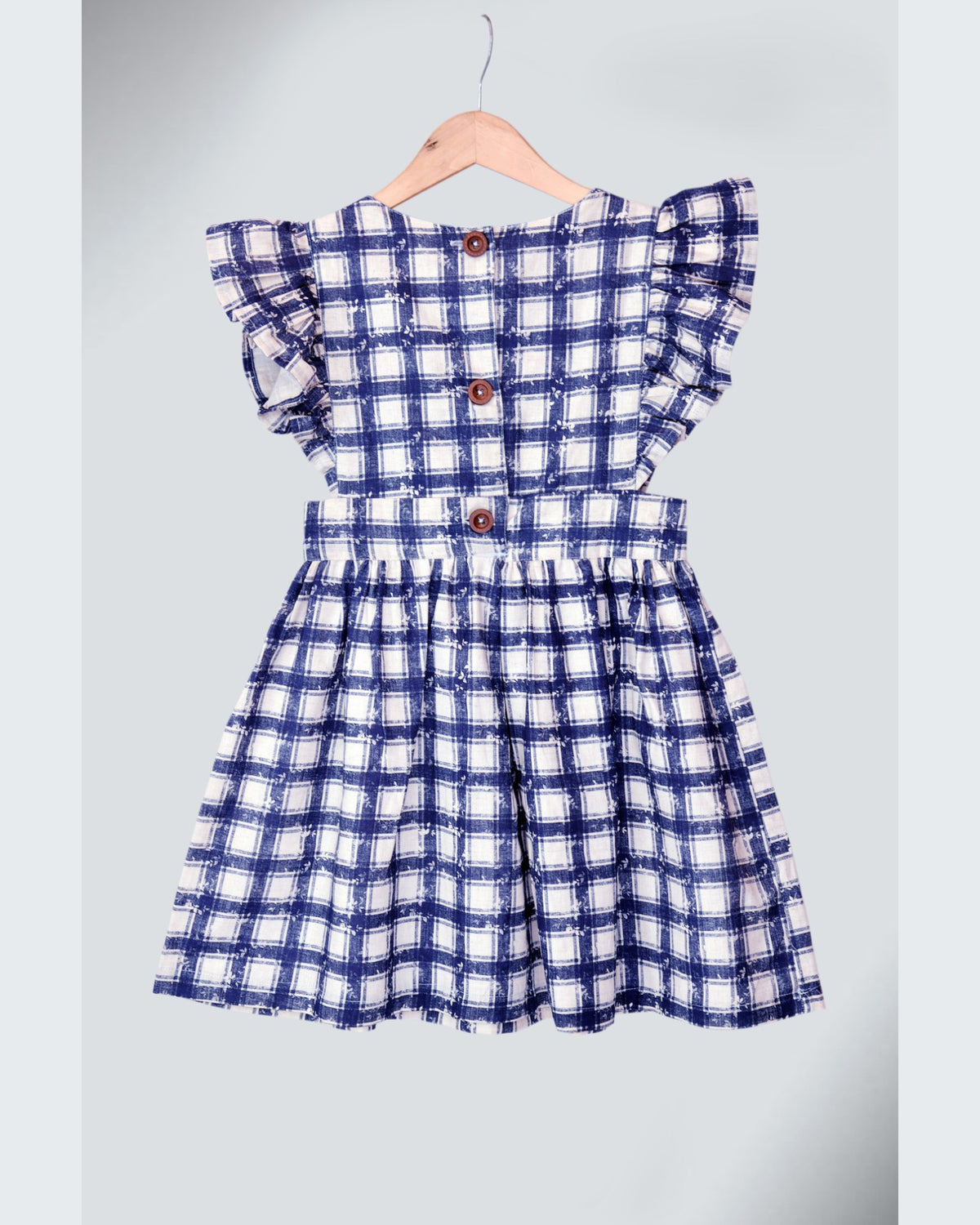 Pinafore cotton dress with ruffle sleeves