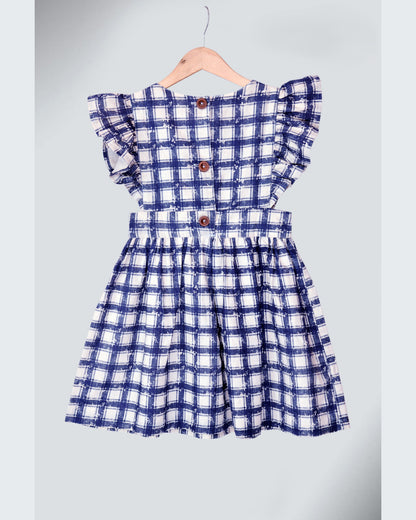 Pinafore cotton dress with ruffle sleeves