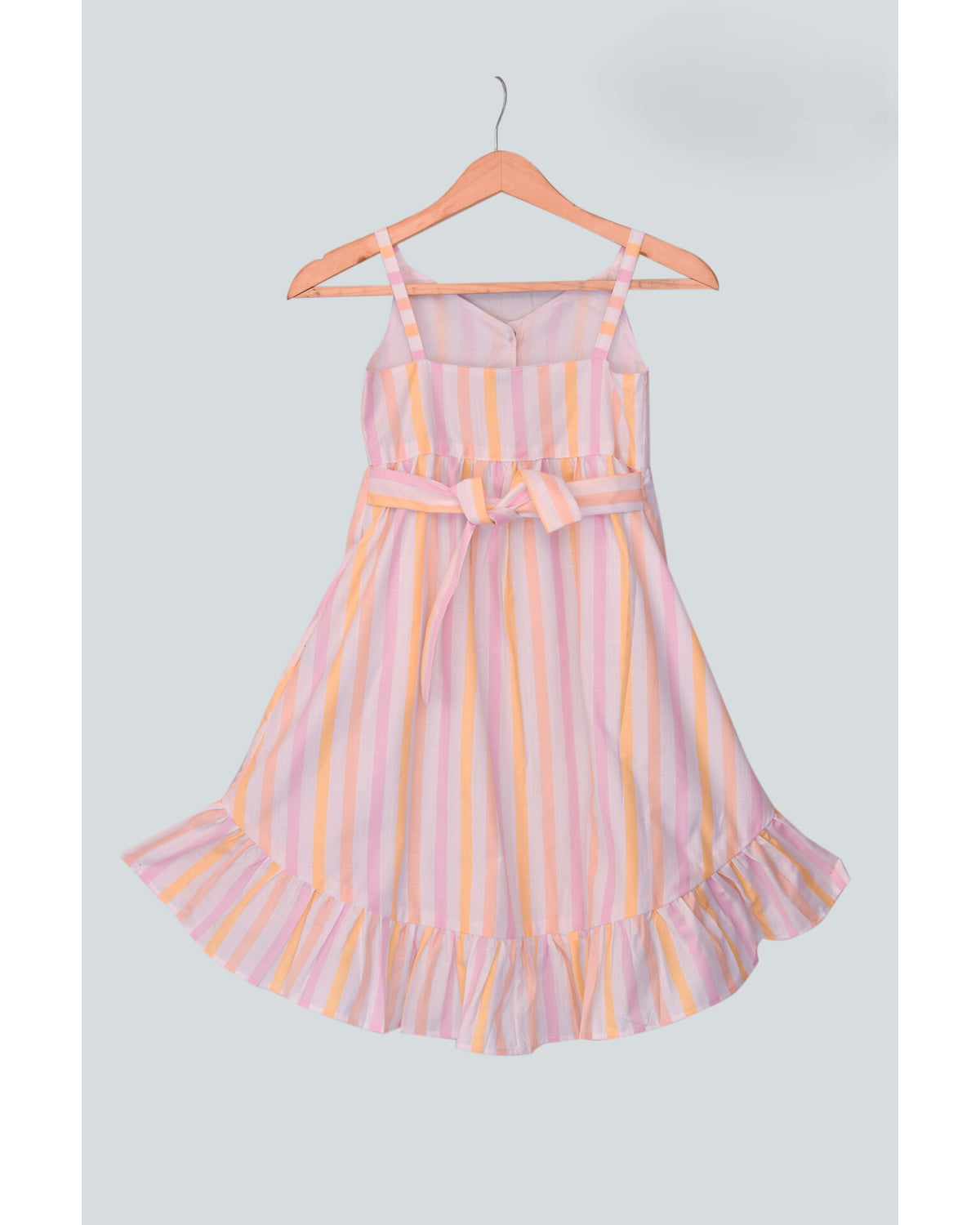 Stripe dress with ruffle hemline