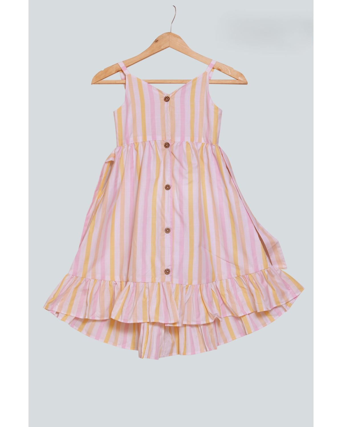 Stripe dress with ruffle hemline