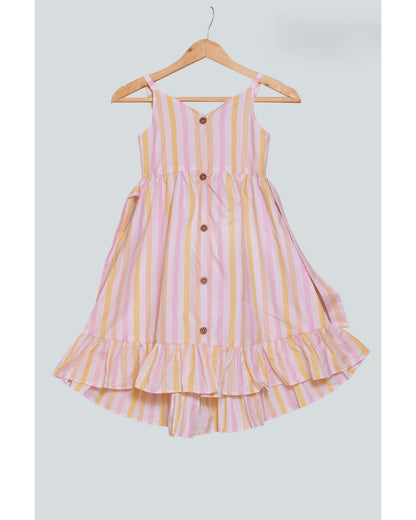 Stripe dress with ruffle hemline