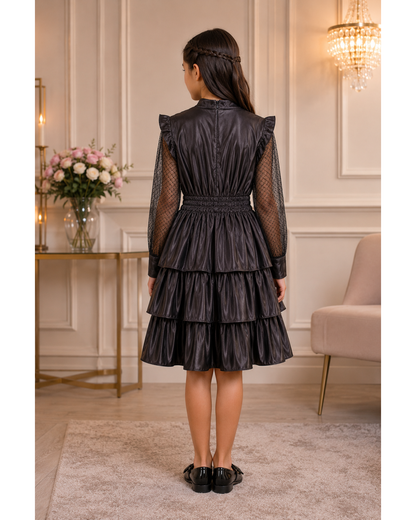 Frill skirt with closed collar top