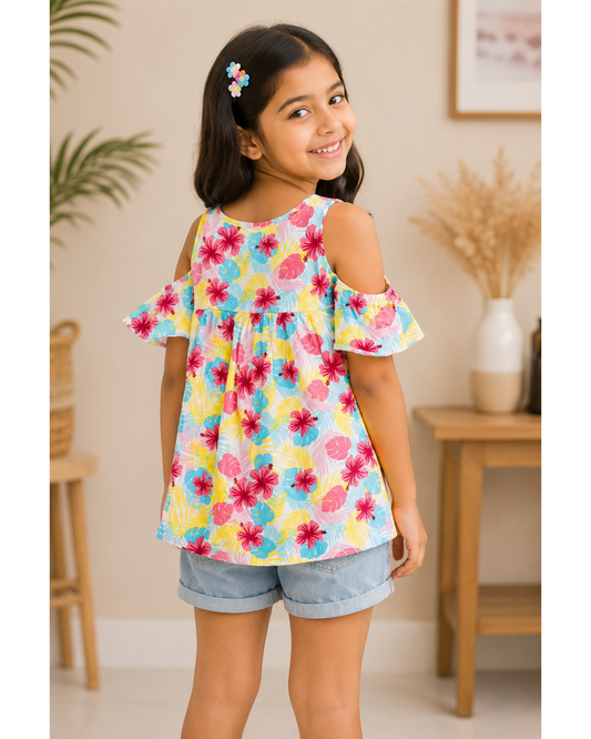 Off shoulder floral printed top