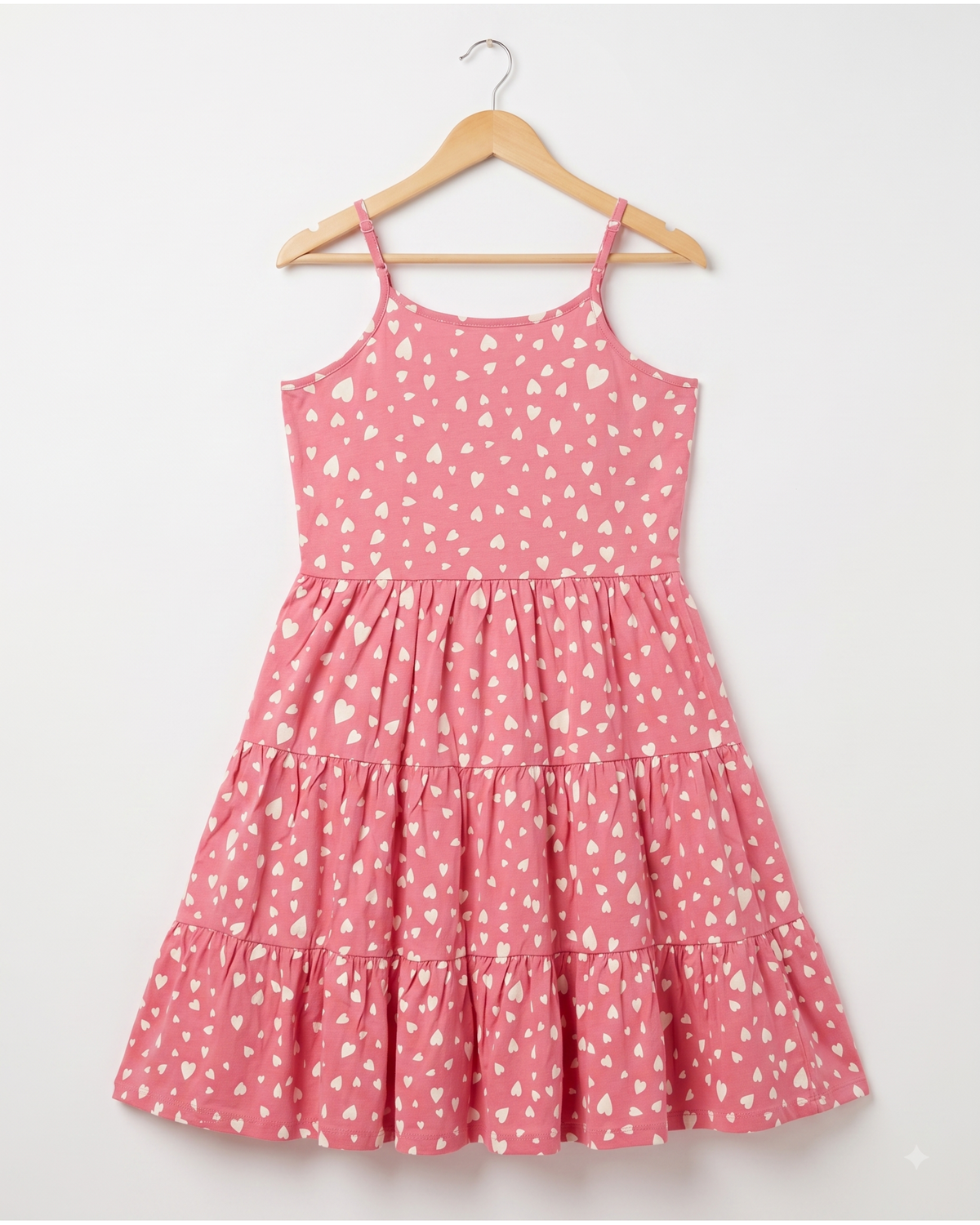 Heart printed gathered strape frock