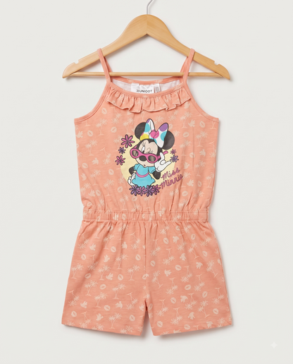 Orange romper with mickey print
