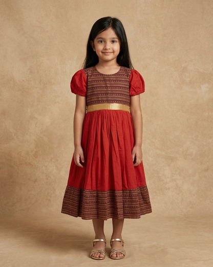 Crimson Festive Charm Dress