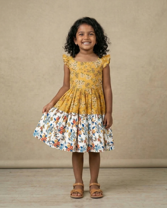 Golden Meadow Floral Dress