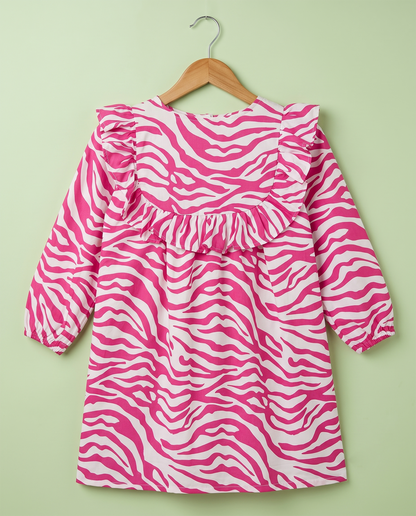 Pink Zebra Ruffle Dress