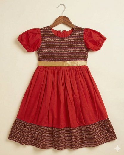 Crimson Festive Charm Dress