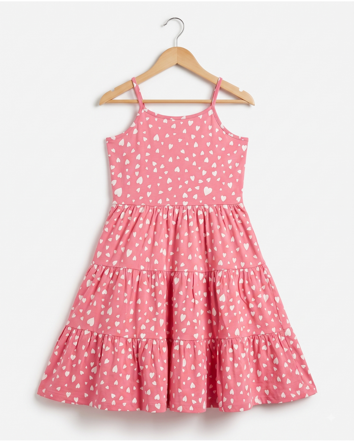 Heart printed gathered strape frock