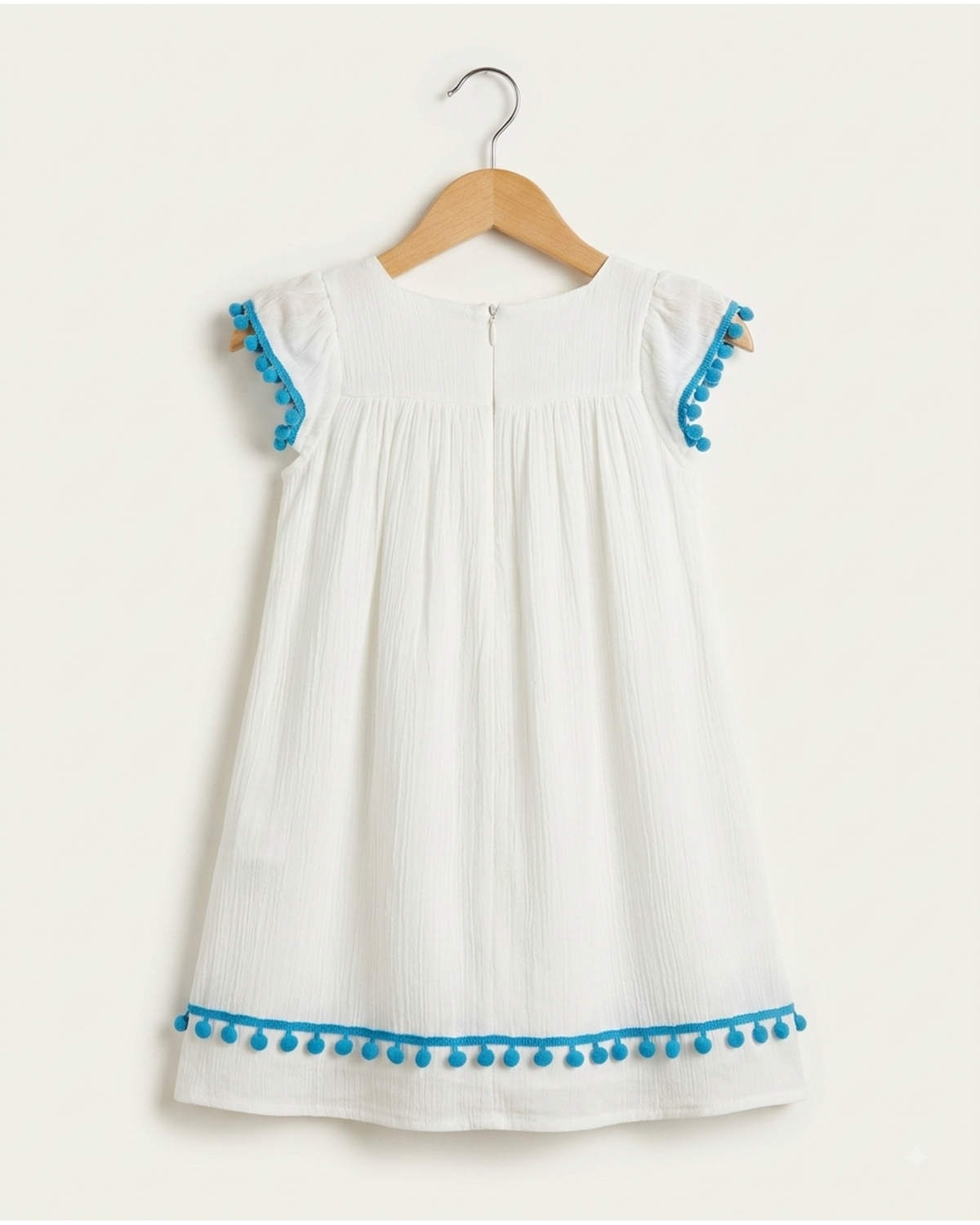 Crewcut frock with sky blue lace