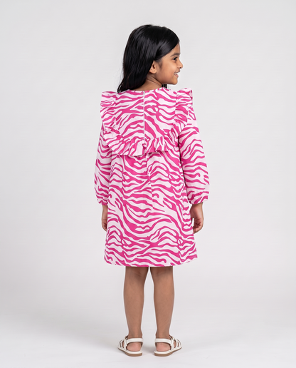 Pink Zebra Ruffle Dress