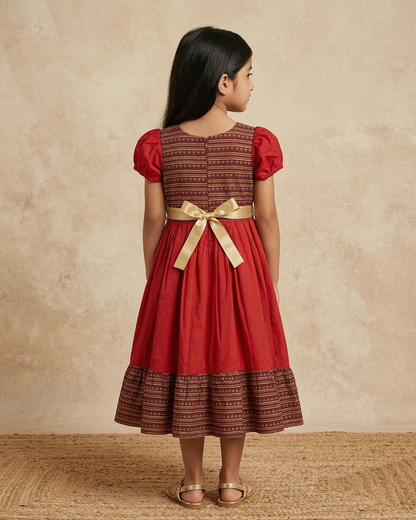 Crimson Festive Charm Dress