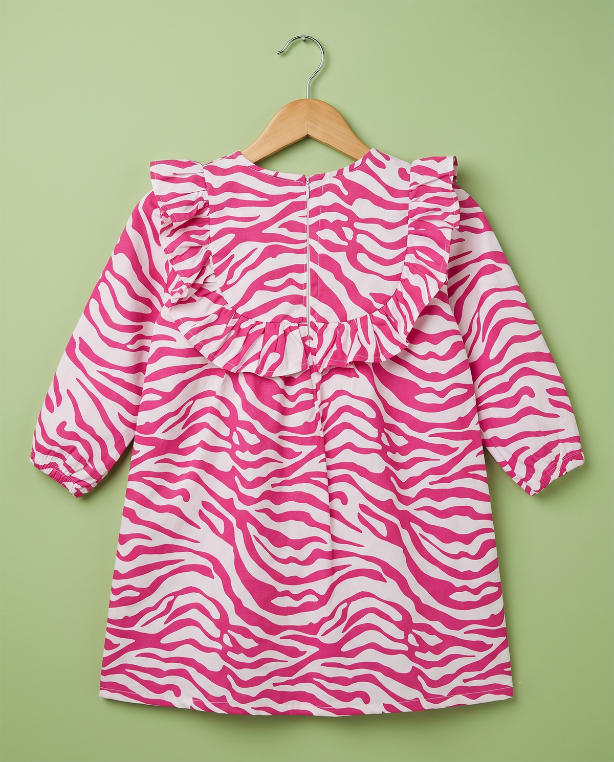 Pink Zebra Ruffle Dress