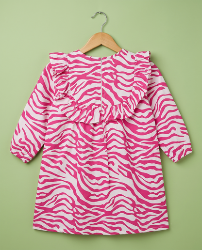 Pink Zebra Ruffle Dress