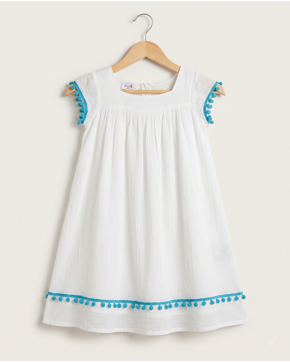 Crewcut frock with sky blue lace