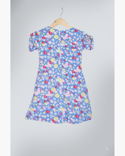 Floral print light blue dress