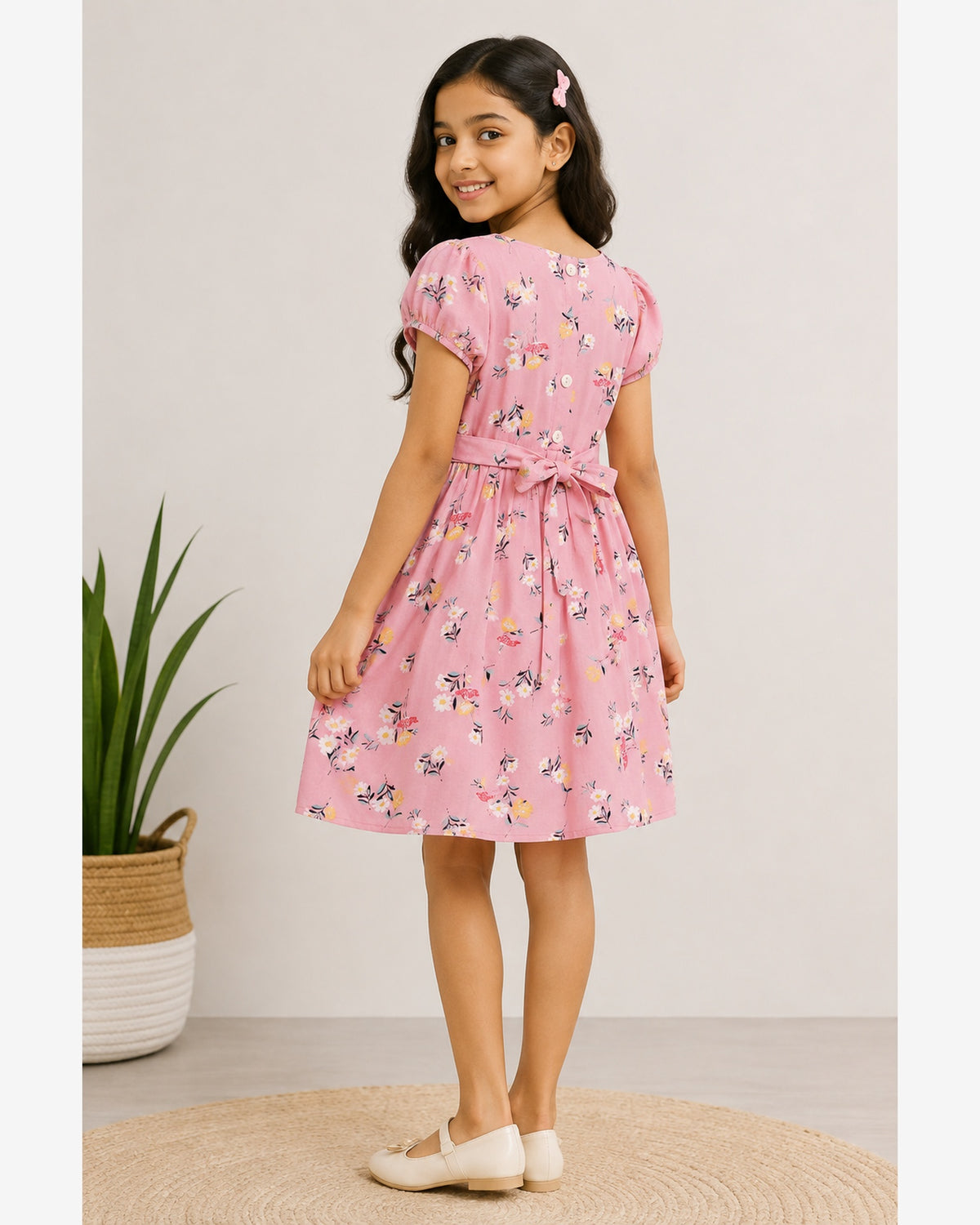 Short sleeves floral printed dress