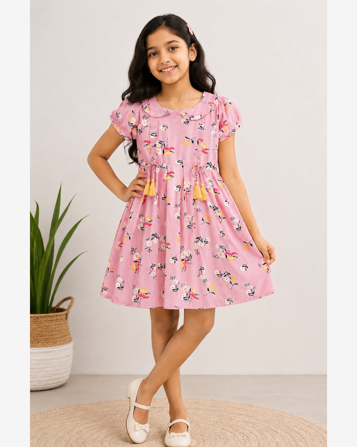 Short sleeves floral printed dress