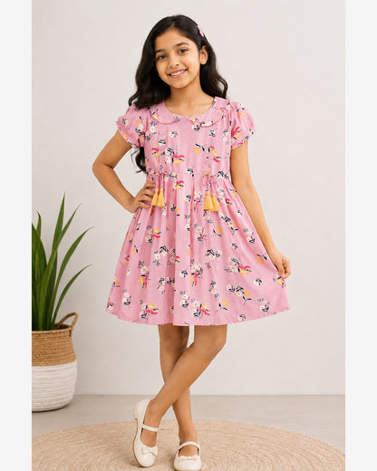 Short sleeves floral printed dress
